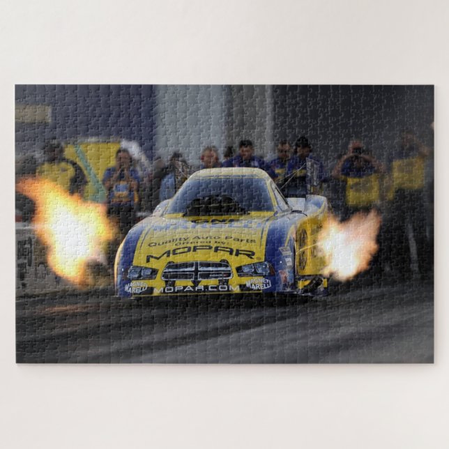 Flaming Funny Car Drag Racer Sports Jigsaw Puzzle (Horizontal)