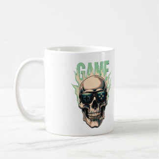 Flaming Gamer Skull – Retro Gaming Power Coffee Mug