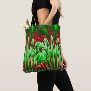 Flaming Green and Red Design  Tote Bag