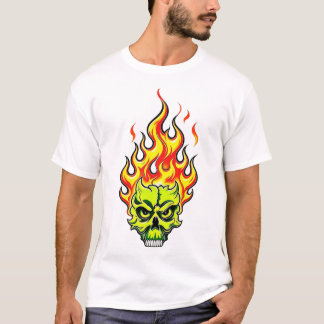 Flaming Green Skull Neon Graphic Tee