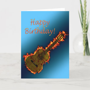 Flaming guitar card