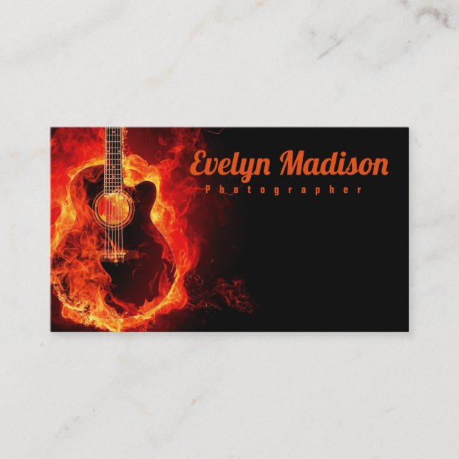 flaming guitar digital business card (Front)