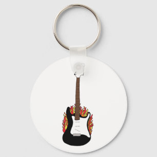 Flaming Guitar Key Ring