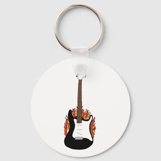 Flaming Guitar Key Ring (Front)
