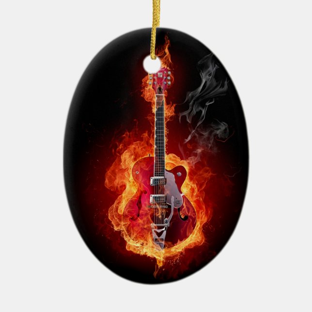 Flaming Guitar Ornament (Front)
