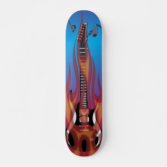 Flaming Guitar Skateboard (Front)