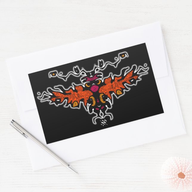 Flaming harpy colourful cool sketch v2 rectangular sticker (Envelope)