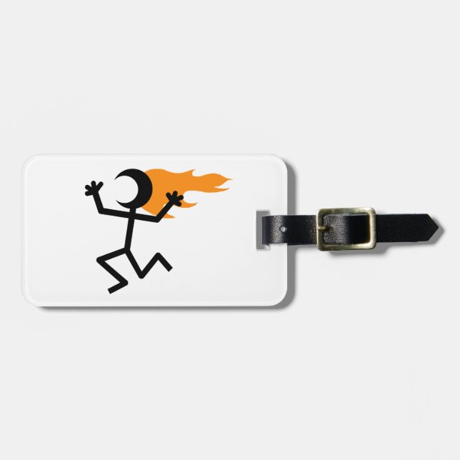 Flaming Head Luggage Tag (Front Horizontal)