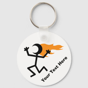 Flaming Head Stickman Key Ring