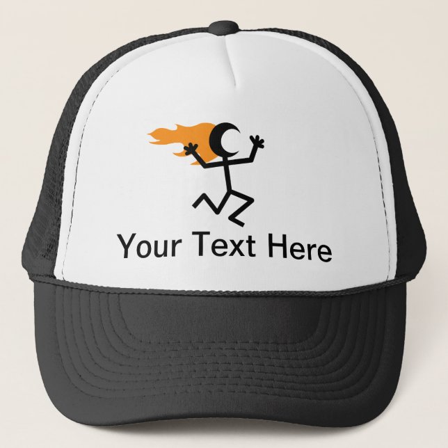 Flaming Head Stickman Trucker Hat (Front)