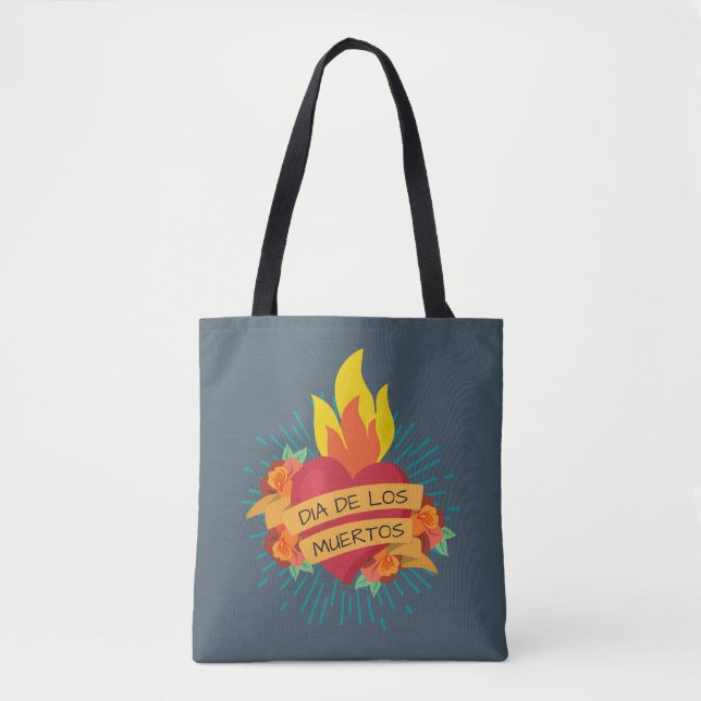 Flaming Heart Dia de los Muertos | Tote Bag (Front)