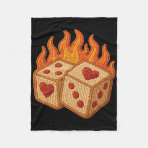 Flaming Heart Dice Cute Lucky Love Valentine Men W Fleece Blanket