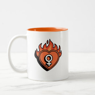 Flaming Heart Feminist Symbol Two-Tone Coffee Mug