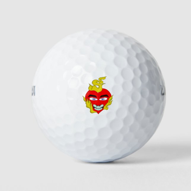 Flaming Heart Golf Balls (Front)