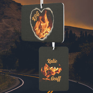 Flaming Heart of Fire Initials & Names Car Air Freshener