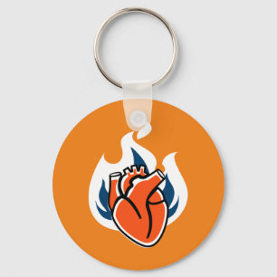 Flaming Heart Orange Crush Key Ring