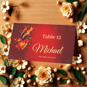 Flaming heart.  place card