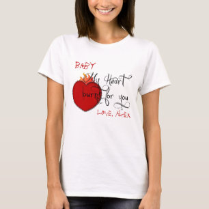 Flaming Heart-Red-Black-Personalised T-shirt