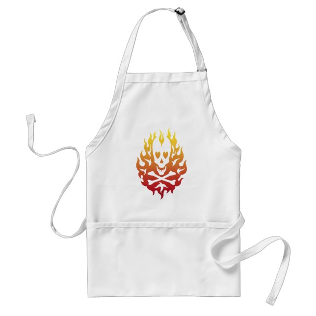 Flaming Heart Skull Chef's Apron (Front)