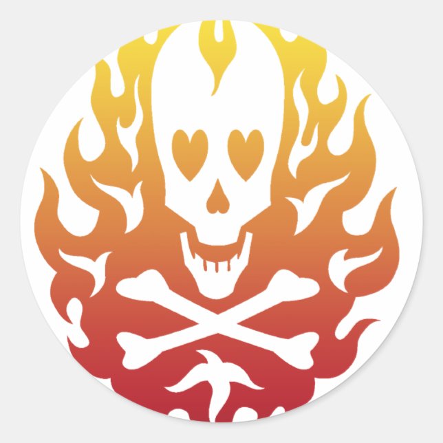 Flaming Heart Skull Stickers (Front)