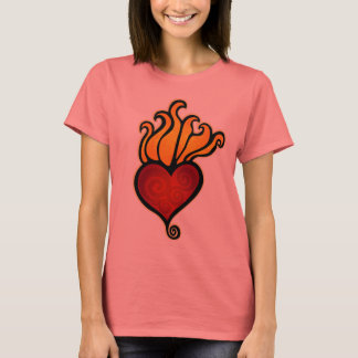 Flaming Heart Tattoo Design T-Shirt