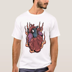 Flaming heart tattoo design T-Shirt