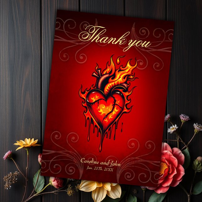 Flaming heart.  thank you card (Creator Uploaded)