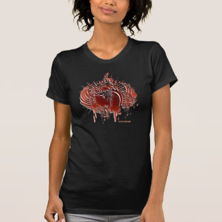 Flaming Heart & Wings RedONpink Twofer T-Shirt