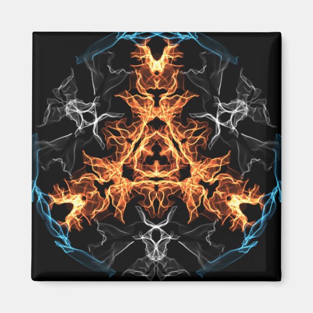 Flaming Heavy Metal Style Mandala Magnet (Front)