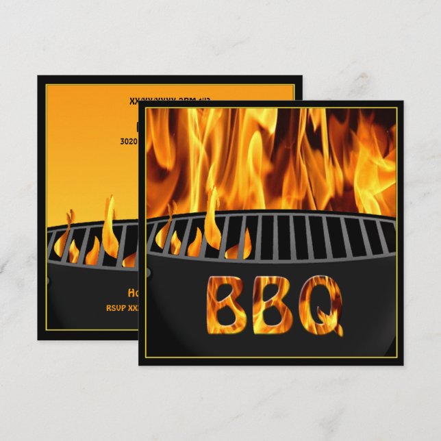 Flaming Hot BBQ Grill Party Invitation (Front/Back)