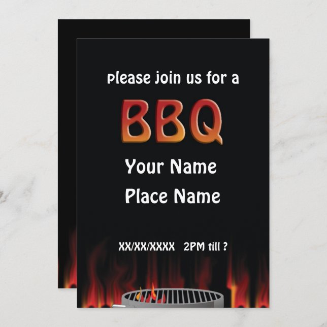 Flaming Hot BBQ Invitation (Front/Back)