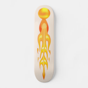Flaming hot dragon ball in red & yellow on ivory skateboard
