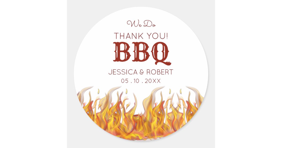 Flaming Hot Fire BBQ Grill Party Classic Round Sticker | Zazzle