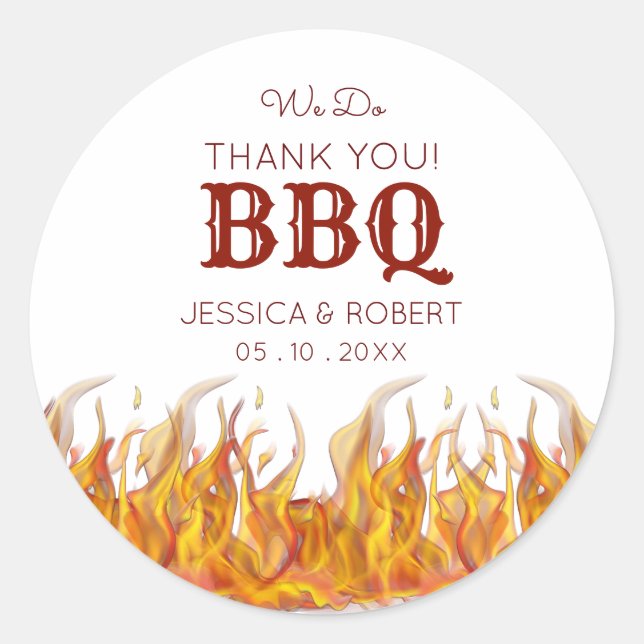 Flaming Hot Fire BBQ Grill Party Classic Round Sticker (Front)