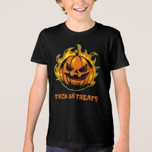 Flaming Jack-O’-Lantern Trick or Treat? – Kids Tri-Blend Shirt