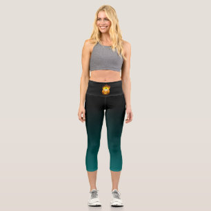 Flaming Jack O'lantern Halloween Pumpkin Capri Leggings