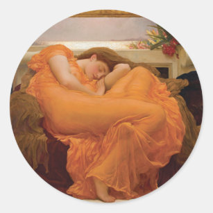 Flaming June by Frederic Leighton Classic Round Sticker