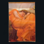 Flaming June by Lord Frederic Leighton Tea Towel<br><div class="desc">Lord Frederic Leighton - Flaming June,  1895. Frederic Leighton,  1st Baron Leighton,  known as Sir Frederic Leighton between 1878 and 1896,  was a British painter,  draughtsman,  and sculptor. His works depicted historical,  biblical,  and classical subject matter in an academic style</div>