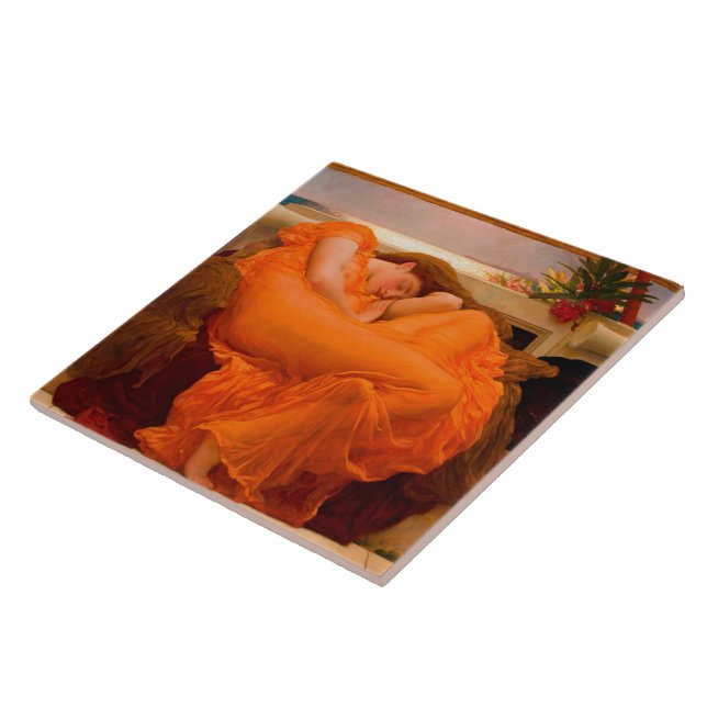 Flaming June by Lord Frederic Leighton Tile (Side)
