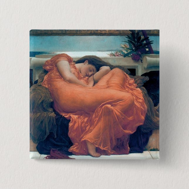 Flaming June woman 15 Cm Square Badge (Front)