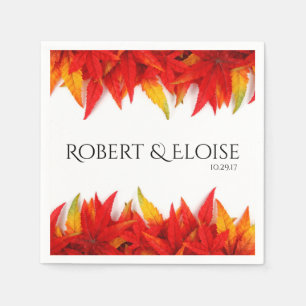 Flaming Leaves Autumn Personalised Napkin