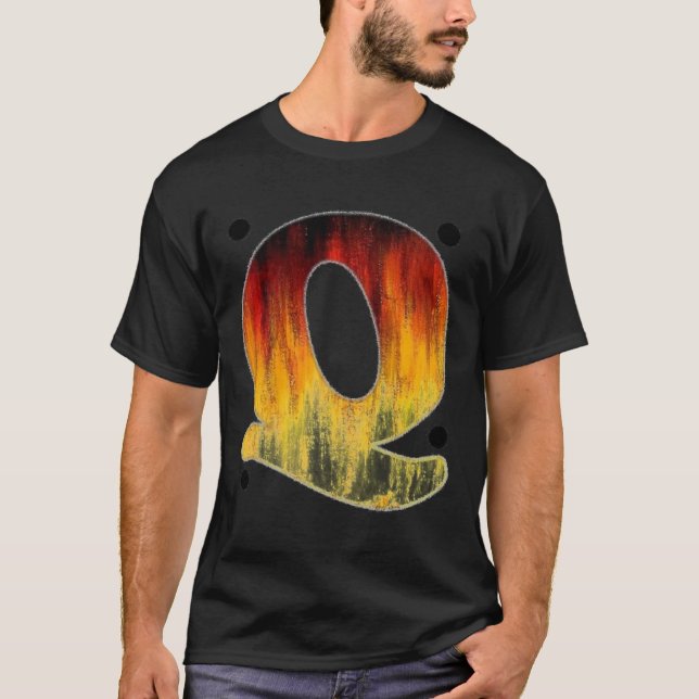 Flaming Letter Q T-Shirt (Front)