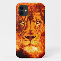 Flaming Lion Face Red Black Orange