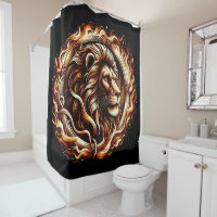 Flaming Lion in Ring of Fire Flames Astrology