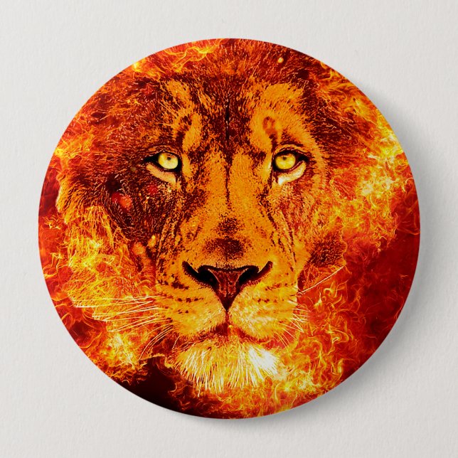 Flaming Lion Large 10 Cm Round Badge (Front)