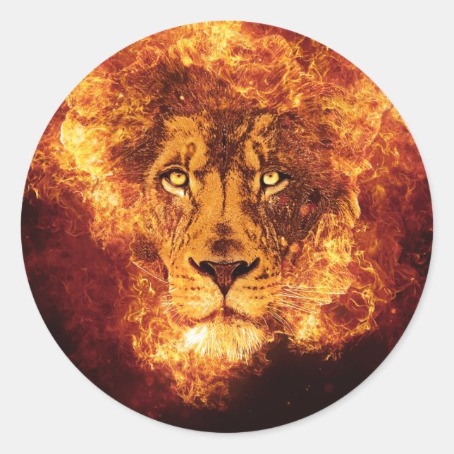 Flaming Lion of Judah Classic Round Sticker (Front)