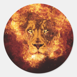 Flaming Lion of Judah Classic Round Sticker