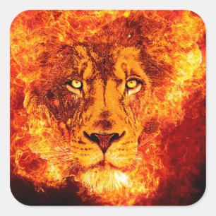 Flaming Lion of Judah Square Sticker