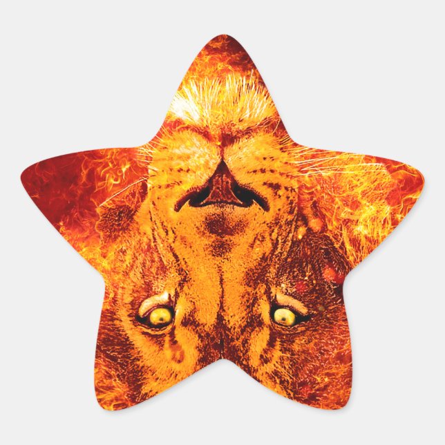 Flaming Lion of Judah Star Sticker (Front)