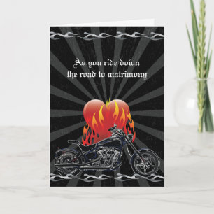 Flaming Love Biker Wedding Card